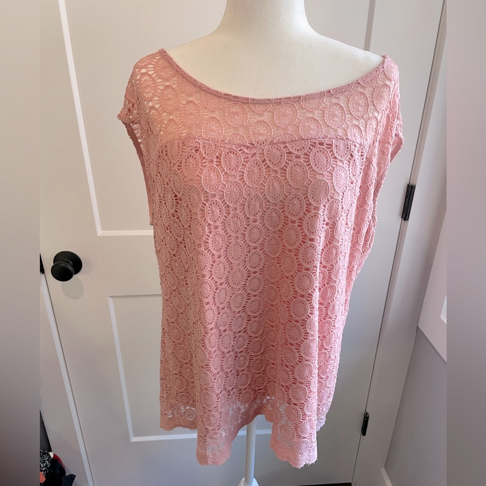 Roz & Ali pink lace tank 2x